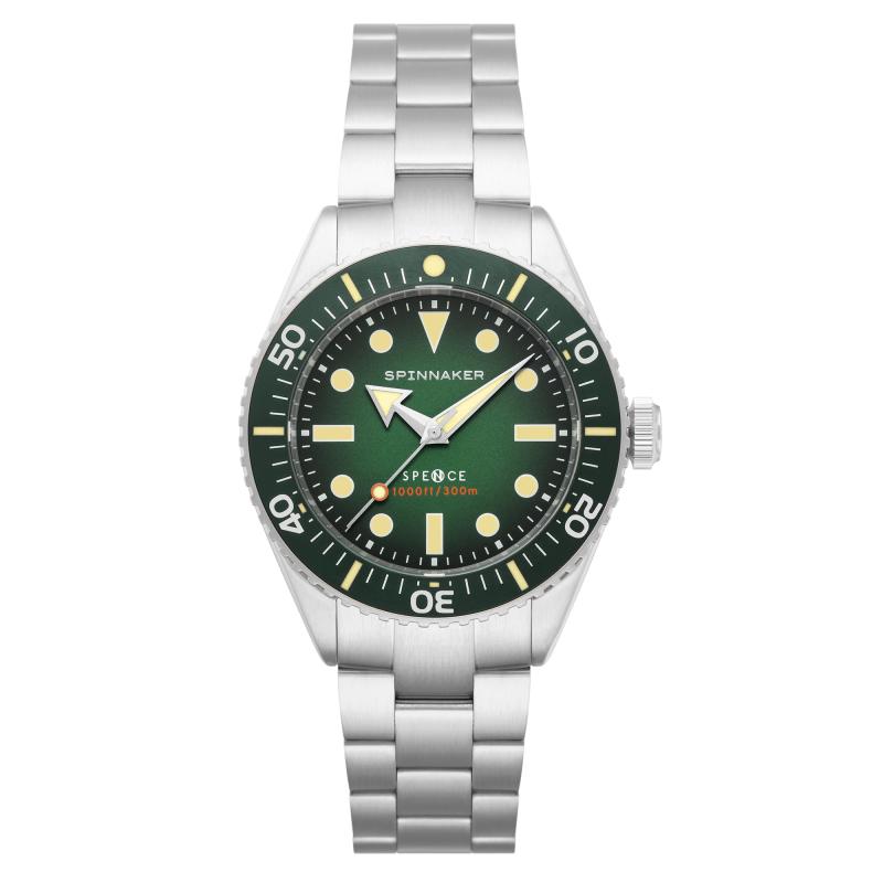【SPINNAKER】 メンズ 腕時計 Watch スピニカー Spence 300 Automatic オートマティック SP-5097-44 自動巻 30気圧防水 サファイアガラス グリーン文字盤 ステンレススチール [並行輸入品]