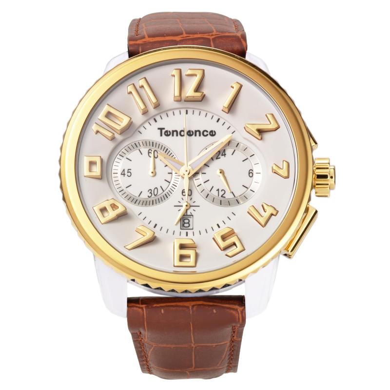 【TENDENCE】 メンズ 腕時計 Watch テンデンス GULLIVER Round Chrono ガリバーラウンドクロノ TY046019-BRLE-AM クォーツ 10気圧防水 ミネラルガラス ホワイト文字盤 ステンレススチール/合成樹脂 [並