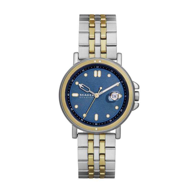 Skagen メンズ SIGNATUR SPORT 三針デイト ツートーン ステンレススチールウォッチ、SKW6921