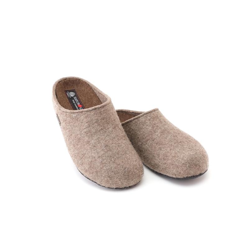 [HAFLINGER] ハフリンガー 7110 コルクソール 甲高幅広スリッパ 天然ウール ネイチャー 28cm
