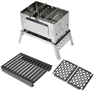 笑\u0027s パウダーコンパクトかがり火食べ物屋B-6君 3点仕掛ける(B6君/専用捉え所のないロストル/食べ物屋一皿)SHO-002, 炭, 丸焼き, 卓上, 小型, 軽さ, パウダーコンパクト納める, ステンレス鋼, かがり火台, 日本製, 工業プラント直売, FACTR