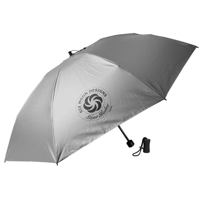 Six Moon Designs Silver Shadow Mini Compact Umbrella - Ultralight 6.8 oz - Collapsible Sun Umbrella - Great Outdoor Sun Protect