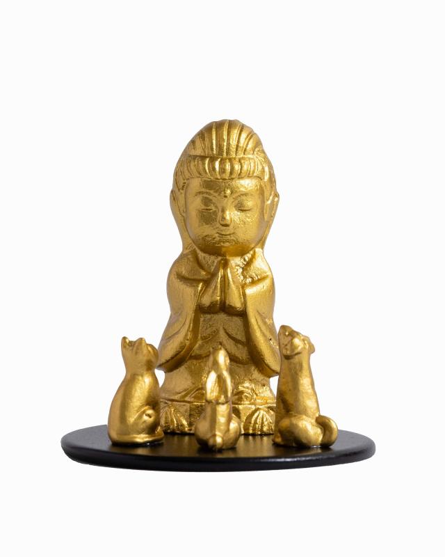 仏像 ペット ミニ観音菩薩 5.8cm（金色） ＿『動物守護・ペット供養』 高岡銅器(Ｐかんのん/ＸS)｜luck-luck 9,019円