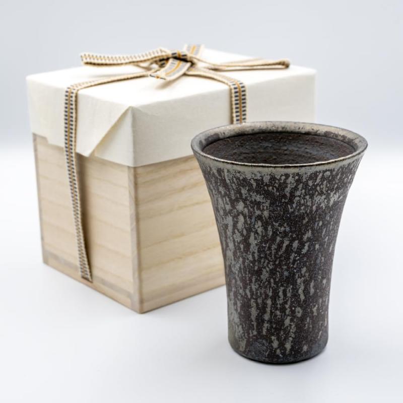 常滑焼 焼酎グラス 玄〈桐箱入り〉美濃和紙 真田紐 伝統工芸品 ギフトプレゼント 父の日 退職祝い 還暦祝い 海外への贈答品 日本製