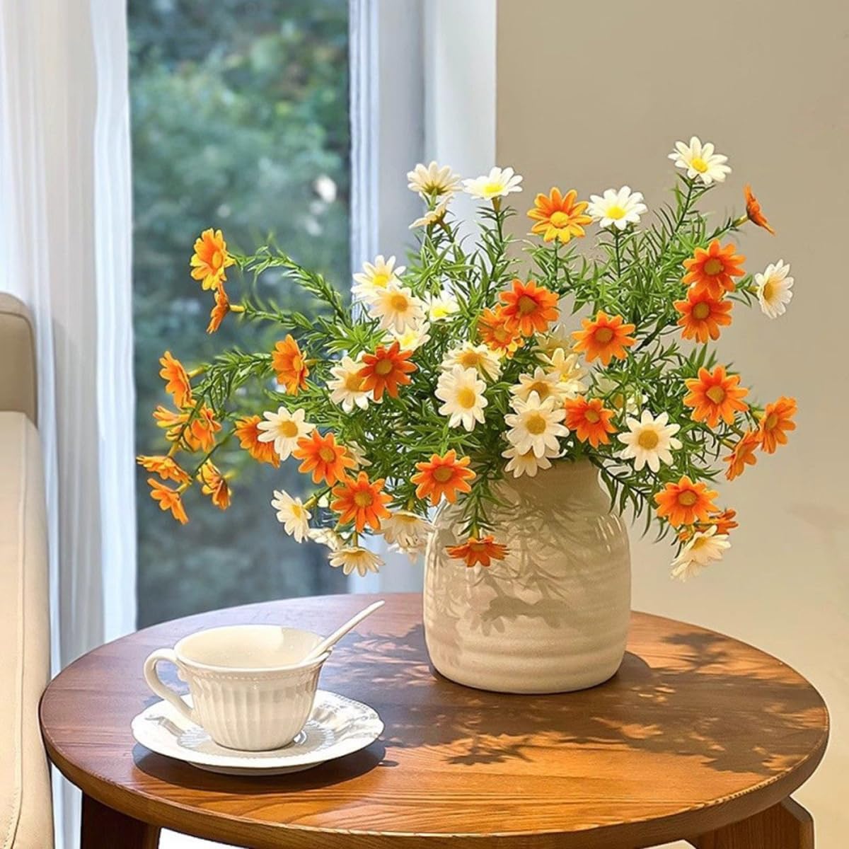 デイジー 造花 花瓶付き 陶器の花瓶 枯れない花 フェイクグリーン フェイク フラワー おしゃれ 雛菊 造花セット 人工観葉植物 リビング 玄関 寝室 オフィス ラック テーブル 窓 飾り アクセサリー 家の装飾 ギフト用 写真撮影用
