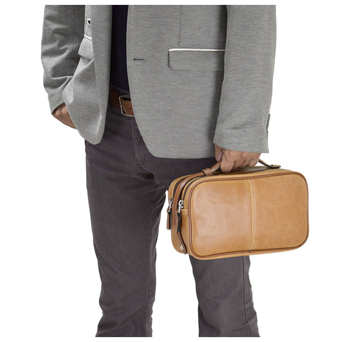 セカンドバッグ メンズ 本革 定番 小さめ かっこいい ダブルファスナー レザー 革 クラッチバッグ 40代 50代 60代 日本製 牛革 おしゃれ ブラック ブラウン ポーチ ブランド アンディハワード Salon Raquet De