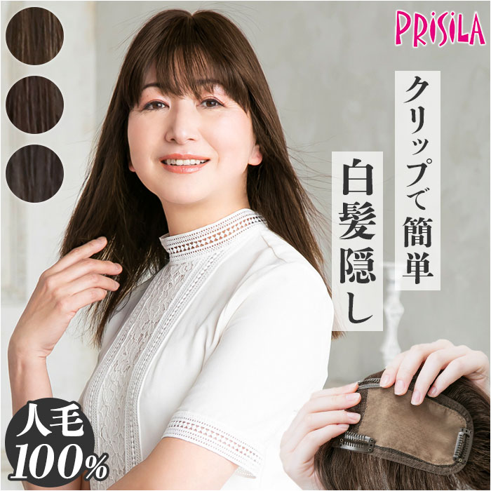 プリシラ 部分 ウィッグ prisila ST-102 定番 ポイントウイッグ 部分ウィッグ かつら 女性 レディース ヘアピース ポイントウィッグ ウイッグ 頭頂部 つむじ 白髪隠し 白髪かくし カツラ 人毛100% 人 毛 100 ロング 増毛部分かつら