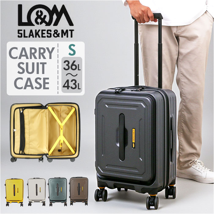 5LAKES&MT スーツケース 定番 310-4010 キャリーバッグ キャリーケース 36L 43L 機内持ち込み フロントオープン 軽量 拡張 tsaロック 静音 ストッパー付き メンズ トラベル 出張 研修 旅行 ビジネス 国内旅行 海外旅行 おしゃれ|BACKYARD FAMILY 雑貨タウン