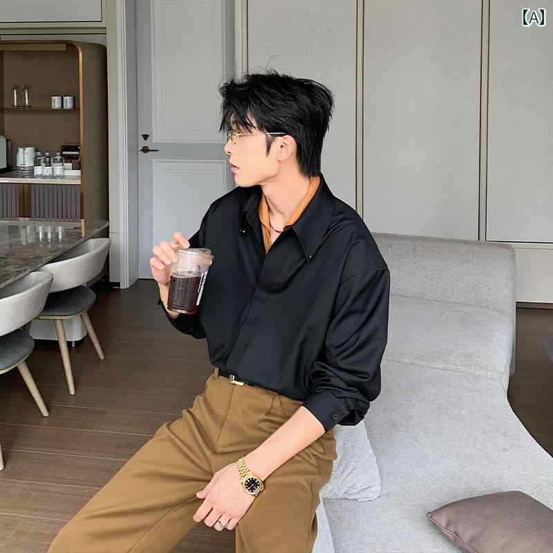 メンズ 流行り物 春夏 秋冬 かっこいい オシャレ モテ 成人男性用 成人男性服  服 韓国 分かりやすい 成年者      しわ   押しとどめる   プルオーバー   長袖   御膳上等   無地   下穿きいの一番   嚠喨たる   相応う否   鉄   プルオーバー