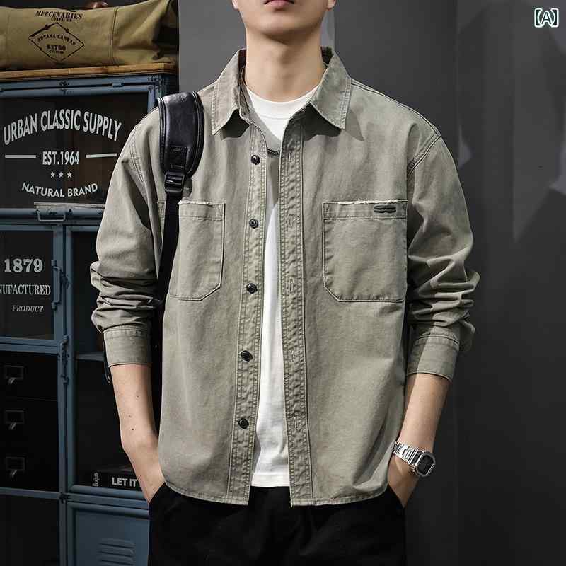 メンズ 流行り物 春夏 秋冬 かっこいい オシャレ モテ 成人男性用 成人男性服  服 韓国 分かりやすい 成年者 レトロ   長袖   プルオーバー   アメリカン   ゆったり   衣嚢   プルオーバー   好いたらしい   心地よい   上衣