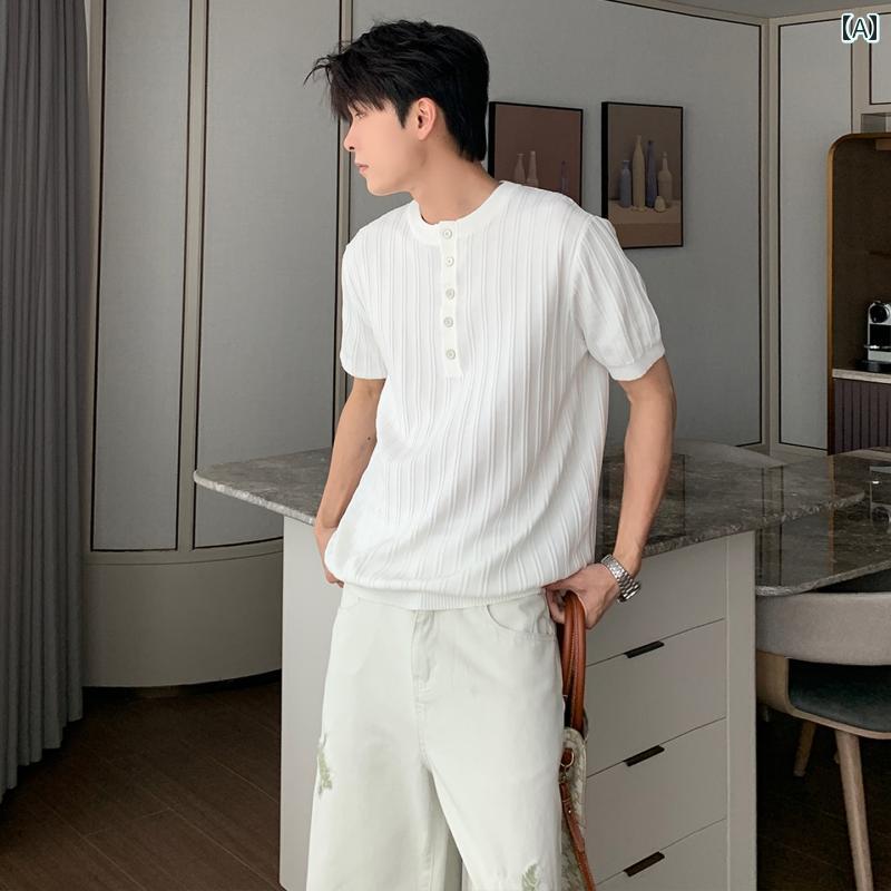 メンズ 流行り物 春夏 秋冬 かっこいい オシャレ モテ 成人男性用 成人男性服  服 韓国 分かりやすい 成年者      半袖   T   プルオーバー       半袖   ジレー   いの一番   映写幕   相応う   ゆったり   心地よい   T   プルオーバー