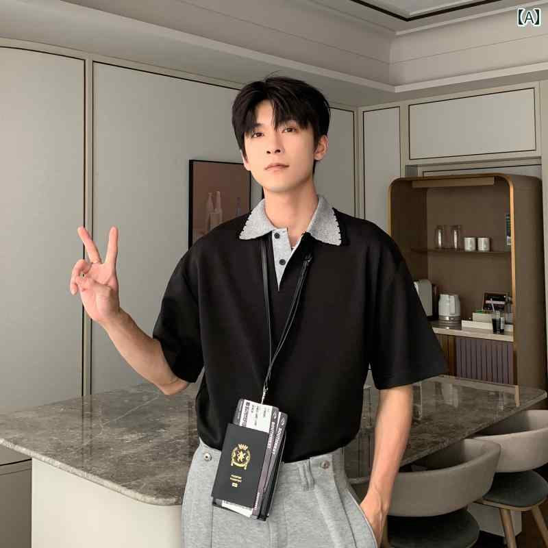メンズ 流行り物 春夏 秋冬 かっこいい オシャレ モテ 成人男性用 成人男性服  服 韓国 分かりやすい 成年者      半袖   スポーツシャツ       嚠喨たる   相応う   T   プルオーバー