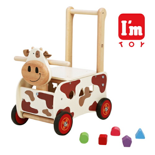 I M Toy アイアムトイ ウォーカー ライド カウ 手押し車 知育玩具 学習玩具 カタカタ 積み木 型はめ パズル 木のおもちゃ 男の子 女の子 誕生日 ギフト 出産祝い 指先 12カ月 Im J Emescla Com Br