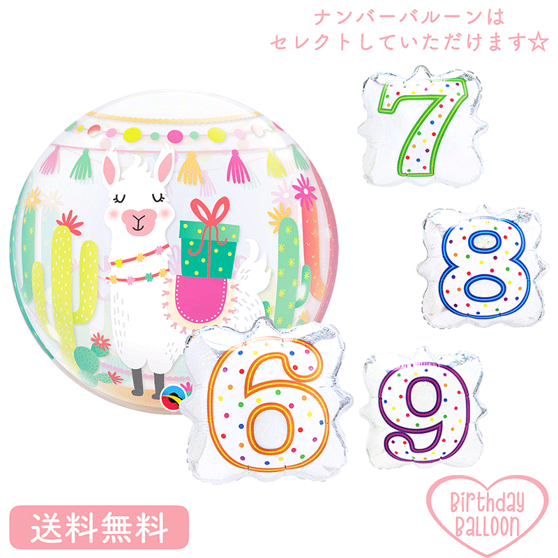 プレゼント バースデー バルーン サプライズ ギフト パーティー Birthday Balloon Party 風船 誕生日 誕生会 お祝い 出産祝い 女の子　ラマ　アニマル サボテン