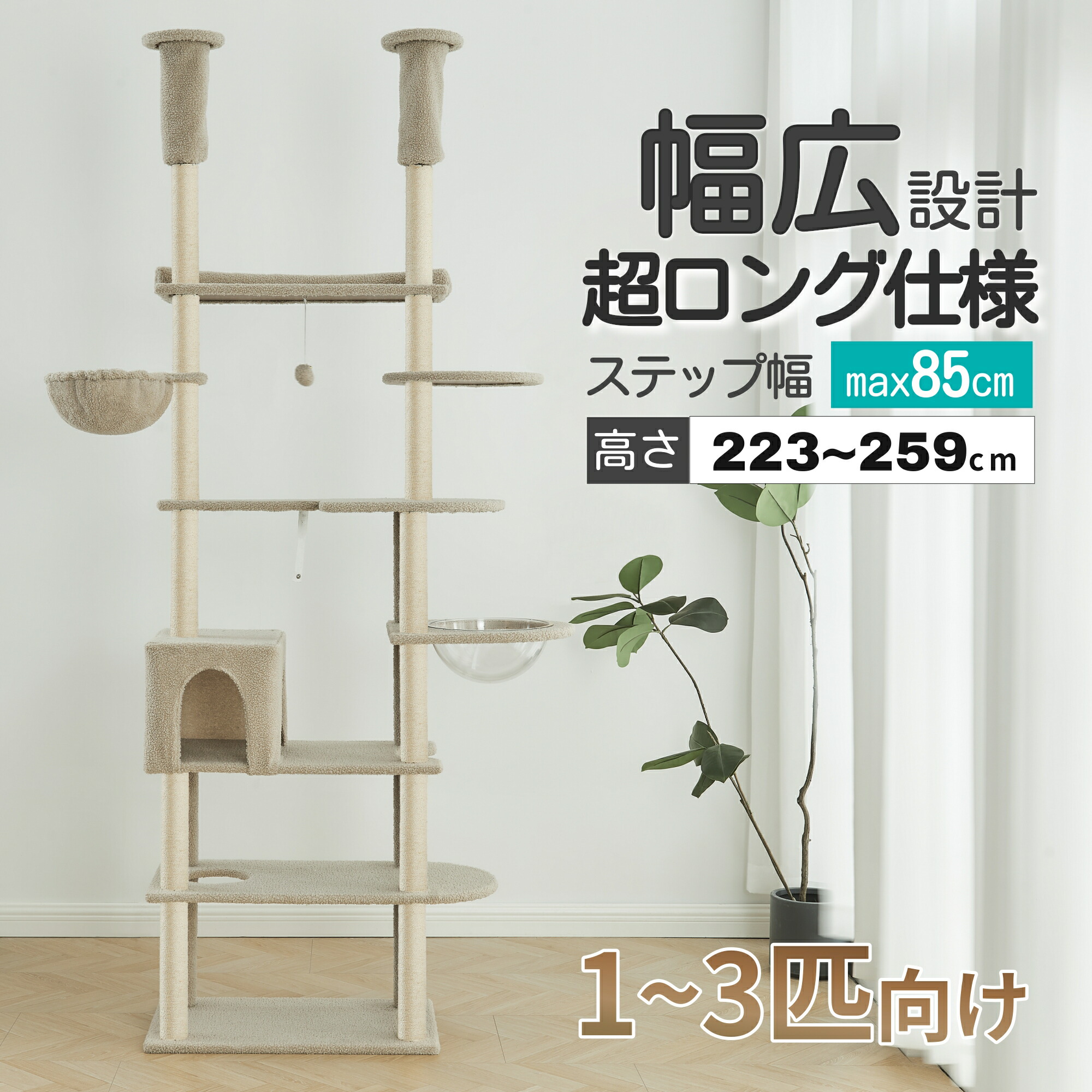 楽天市場】キャットタワー 突っ張り おしゃれ CCCT-4060T アイリス