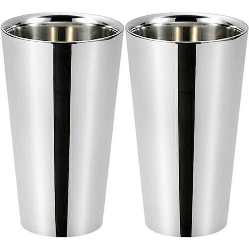 よこやま 燕熟の技 ステンレス鋼二重タンプラー 300ml 内面二分の一銀鏡完成 2P EJA-1200 （日本製・2重社会システム）