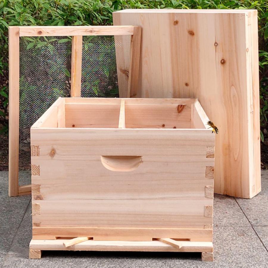 蜜蜂 巣箱ミツバチ 巣箱養蜂箱ミツバチ巣箱 杉材 蜂蜜蜂の巣箱 ミツバチの巣箱 蜂蜜キーパー 10フレームパーティション巣箱 蜂の巣 養蜂|LuckyRabbit