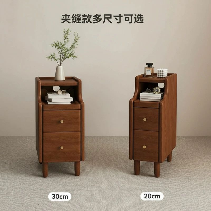 実木製ベッドヘッドボード 小型家庭用寝室用 窄幅縫隙収納キャビネット 簡素モダン サンクスナップ式収納棚 売り場キャビネット|LuckyRabbit