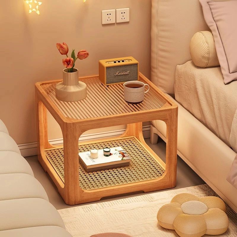 本物の木製ベッドヘッドボード、小型家庭用寝室用簡易ベッドサイド収納キャビネット、モダンでシンプルなクリエイティブなベッドヘッド｜LuckyRabbit