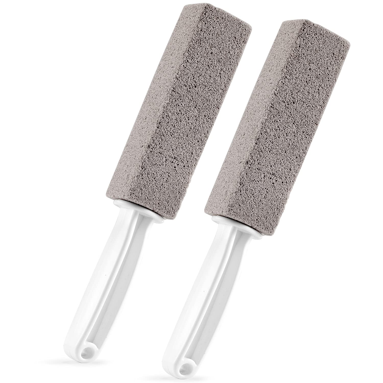 2 Pack Pumice Stone Toilet Bowl Clean Brush with Handle, Remove Toilet Bowl Hard Water Rings, Calcium Buildup and Rust Suitable