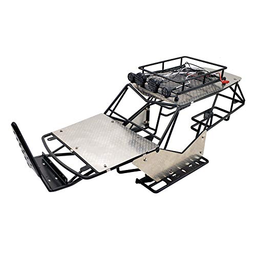 1/10規摸RC Axial Wraith 用 大屋根仕合わせとメタルシートサイドステップ付き添い人黒いことの金属元素ロールケージフレームボディ、黒いこと