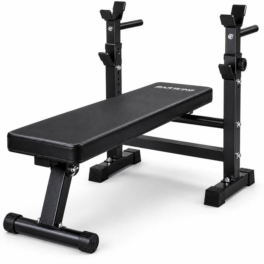 バーベル台付き フラットベンチ 筋トレ ダンベル トレーニング ベンチプレス 筋トレ トレーニング 腹筋 背筋 ダイエット 二の腕 ブラッ｜LuckyRabbit 8,614円