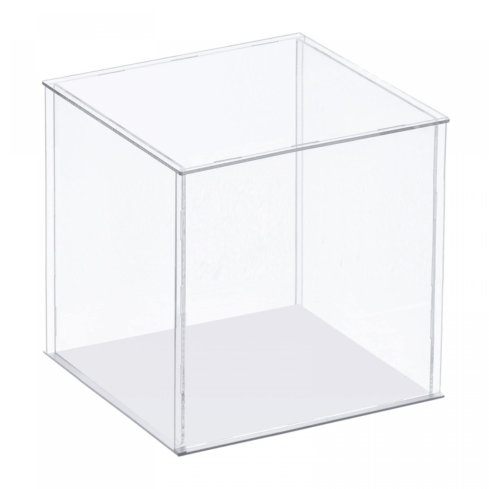 T アクリルディスプレイケース 立方体形状クリア ボックス ブラックベースのスクエアキューブ 収納ボックス 防塵キューブクレイブロック|LuckyRabbit