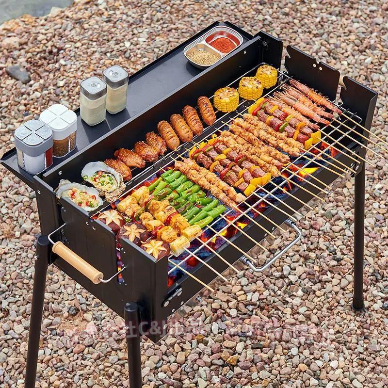 無煙バーベキューグリル 折りたたみ ポータブルC\u0026J304網付き 家庭用グリル 屋外BBQ キャンプ 旅行 焼き網 炭火対応 コンパクト収納 アウ