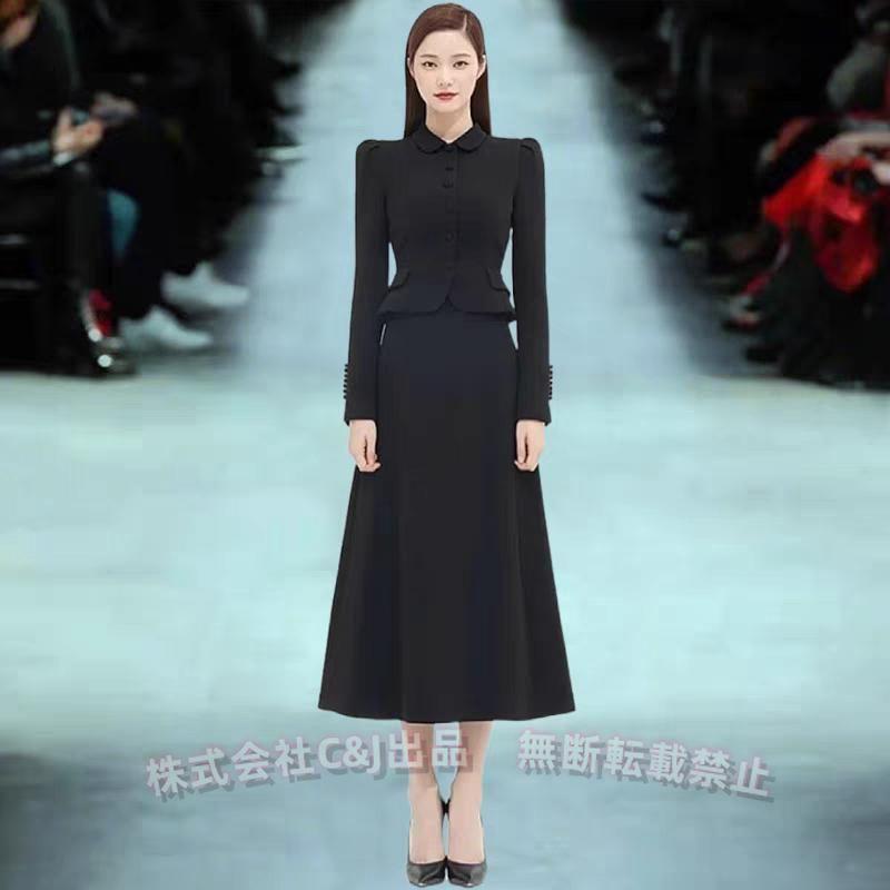 ブラックフォーマル 喪服 スーツ ママスーツC&J（株)入学式 卒業式 オールシーズン ロング丈 レディース 礼服 上品 体型カバー セット｜LuckyRabbit