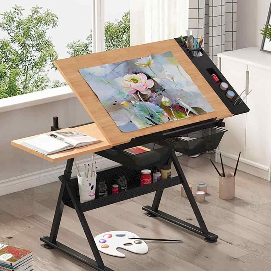絵画テーブル ドローイングテーブル 6 段階の高さ 68-91CM 多機能製図台 作業台 勉強机 0-50° 調整可能なデスクトップ角度 昇降テーブ|LuckyRabbit