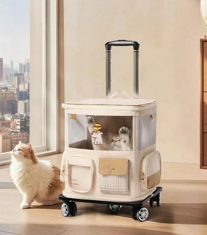 多頭飼い相応う 猫犬兼用 ペットキャリーリュック 軽さ旅する用キャリーバッグ 通気性より良い 保冷隠し付き添い人（プーリー付き添い人/雨合羽原料品/毛の荒物ホスピタル