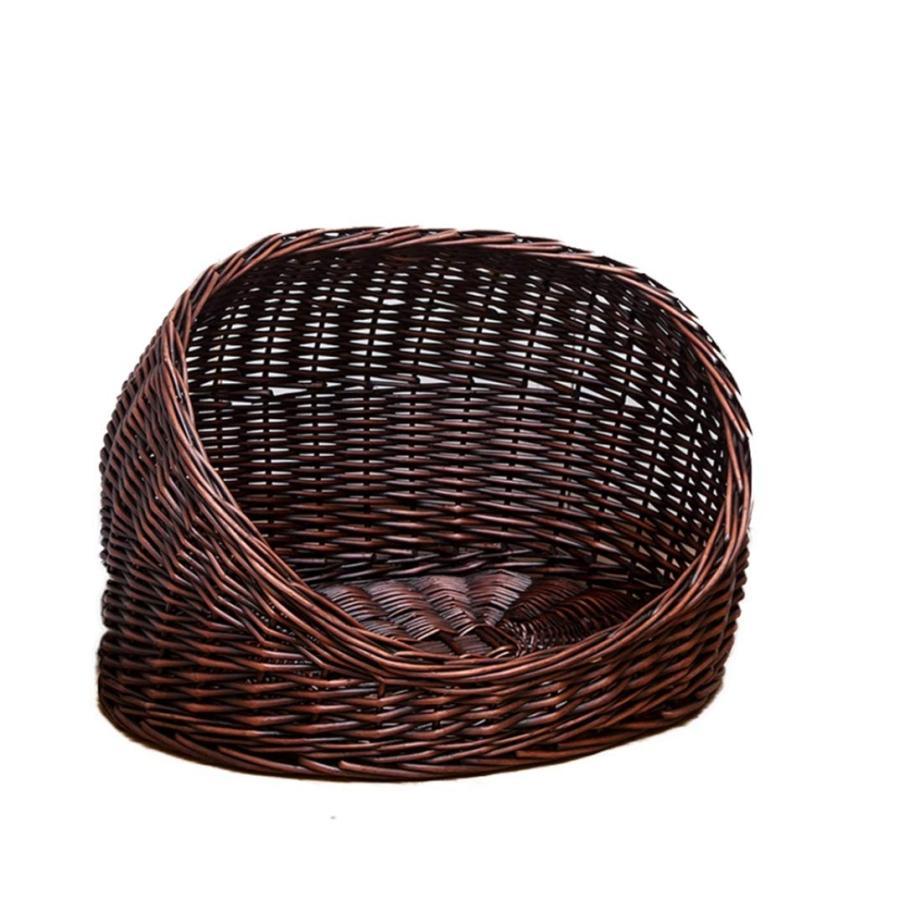 キャットハウス ベッド 犬小屋 猫 XL 洗える 丈夫 春夏用 グレージュ 涼しい 籐 ラタン 手編み 天然素材 通気性 清潔 無味 耐摩耗性 防