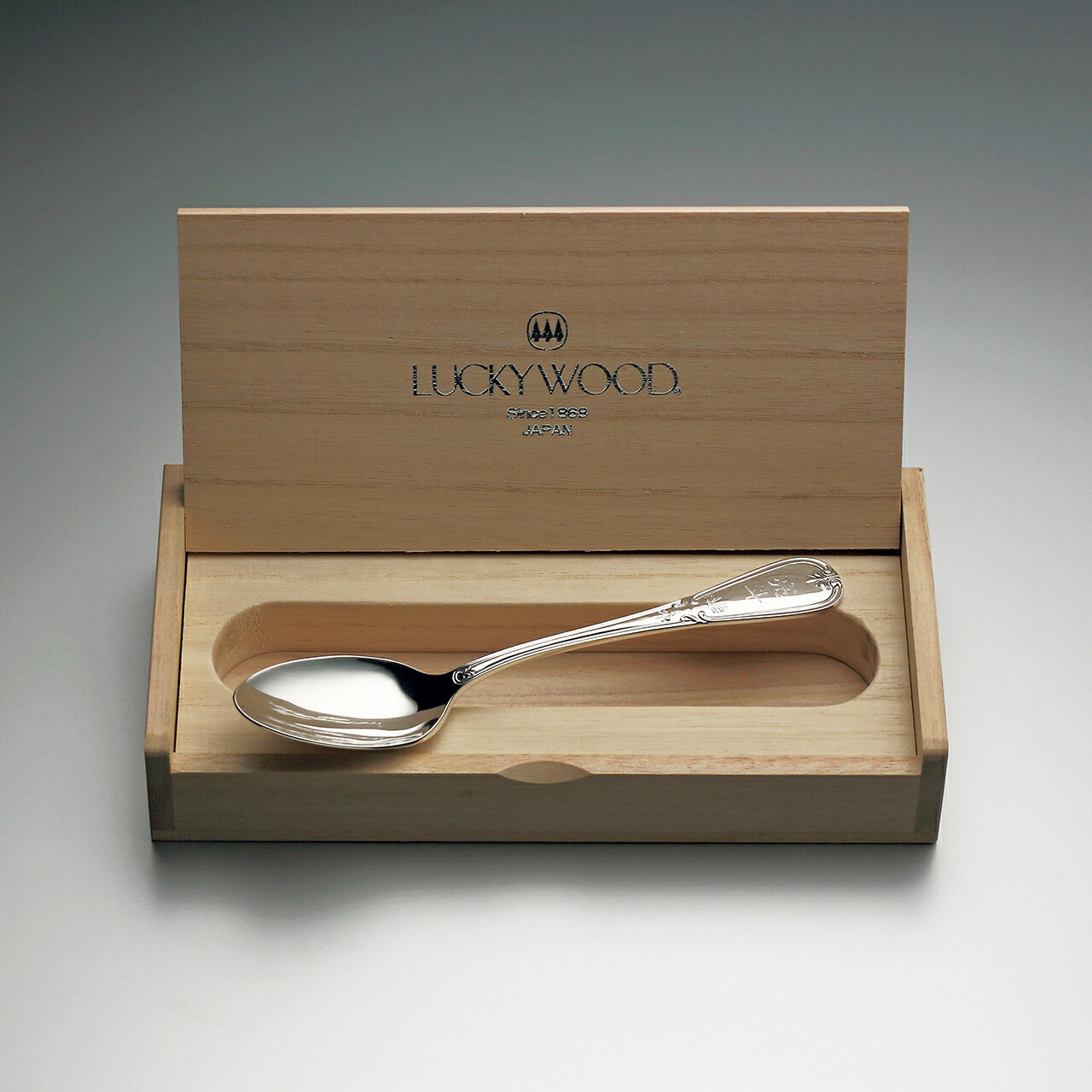 LUCKYWOOD 洋白いもの器 バースレコードスプーン 桐箱入れ  御前上等カトラリー仕掛ける お匙  一覧表お召しもの 儀式用 生み出すこと祝賀会 差し上げ物 差し上げ物【日本製 新潟県燕市 燕三条】 ラッキーウッド 堅苦しさ