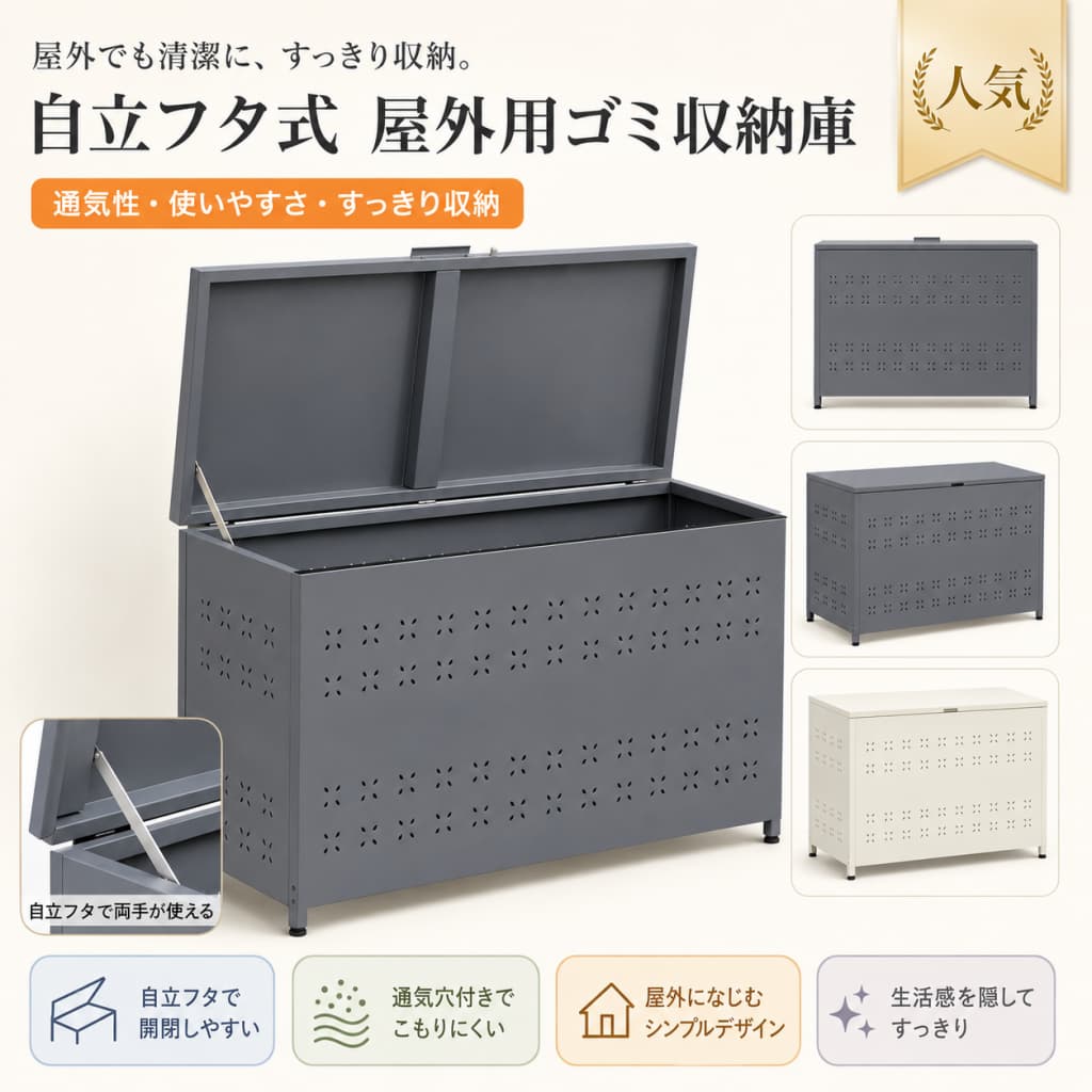 【1 年引きうける?百貨店SALE押さえる?最大限度1,500円OFF最大限度10%OFF】室外紙くずかご 納める庫 273L ゴミステイション スチール写真 大静電容量 上蓋付き添い人 通気孔付き添い人 烏打つ手 のら猫打つ手 45L袋約6袋相応う 飾り気の無い精神的な統合 白いこと薄墨色 薄墨色