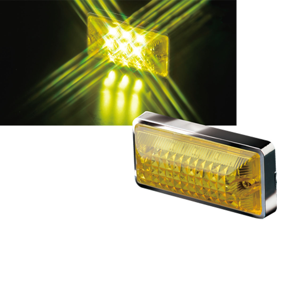 【イエロー 花魁 JAPAN サイドマーカー イエローレンズ 24V LED マーカー ランプ クリスタルカット 【V-OML-YE-24】  ＬＵＣＵＳ