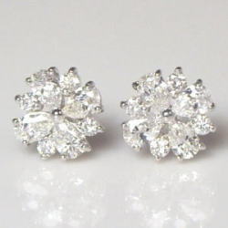 楽天市場】pt900【1.0ct】フラワー ダイヤモンドピアス ペア