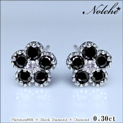 pt900 K18YG/PG/WG【0.3ct】ブラックダイヤモンド フラワーピアス「ミルウチ」ダイヤモンドフラワーピアス『Nolche』 [SIクラス F～Dカラー 無色透明 GOOD～VERYGOOD] ミルウチ フラワー 誕生日 記念日 10周年 母の日 ギフト 【送料無料】