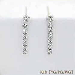 【グレードup不可】【大特価】K18YG/PG/WG【0.14ct】ダイヤモンド スウィングピアス『TinaLines』 ［I1-SI-2］透明感溢れるダイヤモンド プチダイヤモンドピアス 揺れるダイヤモンド ラインピアス プレゼント 誕生日 結婚 記念日 【送料無料】 14,490円