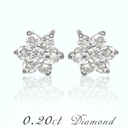 K18YG/PG/WG【0.2ct】ダイヤモンフラワーピアス『Fleur SevenStar』 [SIクラス] 透明感溢れるダイヤモンド プチピアス ダイヤ 成人式 可愛い シンプル レディース 誕生日 母の日 ギフト 記念日 10周年 【送料無料】
