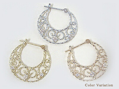 【グレードup不可】K18YG/PG/WG【0.1ct】ダイヤモンド フープピアス 月フープピアス『LunaThemoon』Modern styLe ［SI-2］透明感溢れるダイヤモンド 誕生日 婚約 結婚 誕生日 ピンクゴールド イエローゴールド 【送料無料】