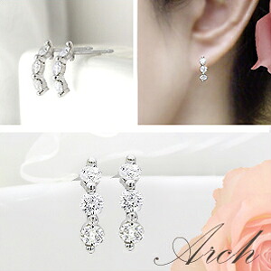 K18YG/PG/WG【0.6ct】ラインダイヤモンドピアス『Arch』 ［SIクラス F～Dカラー 無色透明 GOOD～VERYGOOD］ハートアンドキューピット トリロジーダイヤモンド ラインダイヤモンド 玉爪 誕生日 記念日 10周年 母の日 ギフト 【送料無料】