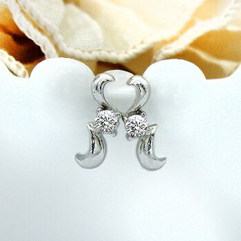 Pt900【0.2ct】一粒ダイヤモンドピアス『DAMA』 [SIクラス F～Dカラー 無色透明 GOOD～VERYGOOD] ハートアンドキューピット 一粒石 一粒 ひと粒 大粒 レディース 女性用 スキンジュエリー プレゼント 4月 誕生日 結婚 贈り物 母の日 【送料無料】