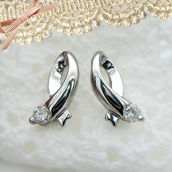 K18YG/PG/WG【0.2ct】一粒ダイヤモンドピアス『DAMA』 [SIクラス F～Dカラー 無色透明 GOOD～VERYGOOD] ハートアンドキューピット リボン 一粒石 一粒 ひと粒 大粒 レディース 女性用 スキンジュエリー プレゼント 誕生日 結婚 贈り物 母の日 【送料無料】