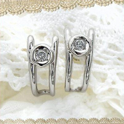 pt900【0.1ct】一粒ダイヤモンドピアス『チョコ留め』 [SIクラス F～Dカラー 無色透明 GOOD～VERYGOOD] ハートアンドキューピット ティアラ 可愛い ライン レディース メンズピアス シンプル 記念日 母の日 ギフト 【送料無料】