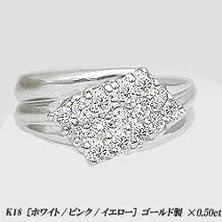 K18YG/PG/WG【0.5ct】ダイヤモンドパヴェリング 指輪『ピンキー』 [SIクラス F～Dカラー 無色透明 GOOD～VERYGOOD] ハートアンドキューピット パヴェ ダイヤ レディース 誕生日 母の日 ギフト 記念日 10周年 18K ゴールド 18金 【送料無料】