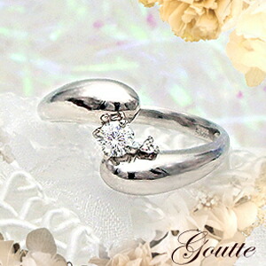 【完全無色透明Fカラー】K18YG/PG/WG【0.1ct】一粒ダイヤモンドリング 指輪『goutte』[SIクラス F～Dカラー 無色透明 GOOD～VERYGOOD] ハートアンドキューピットツユ型 ペアシェイプ 雫 母の日 ギフト【送料無料】｜Ｌｕｇｅ　Ｊｅｗｅｌｒｙ