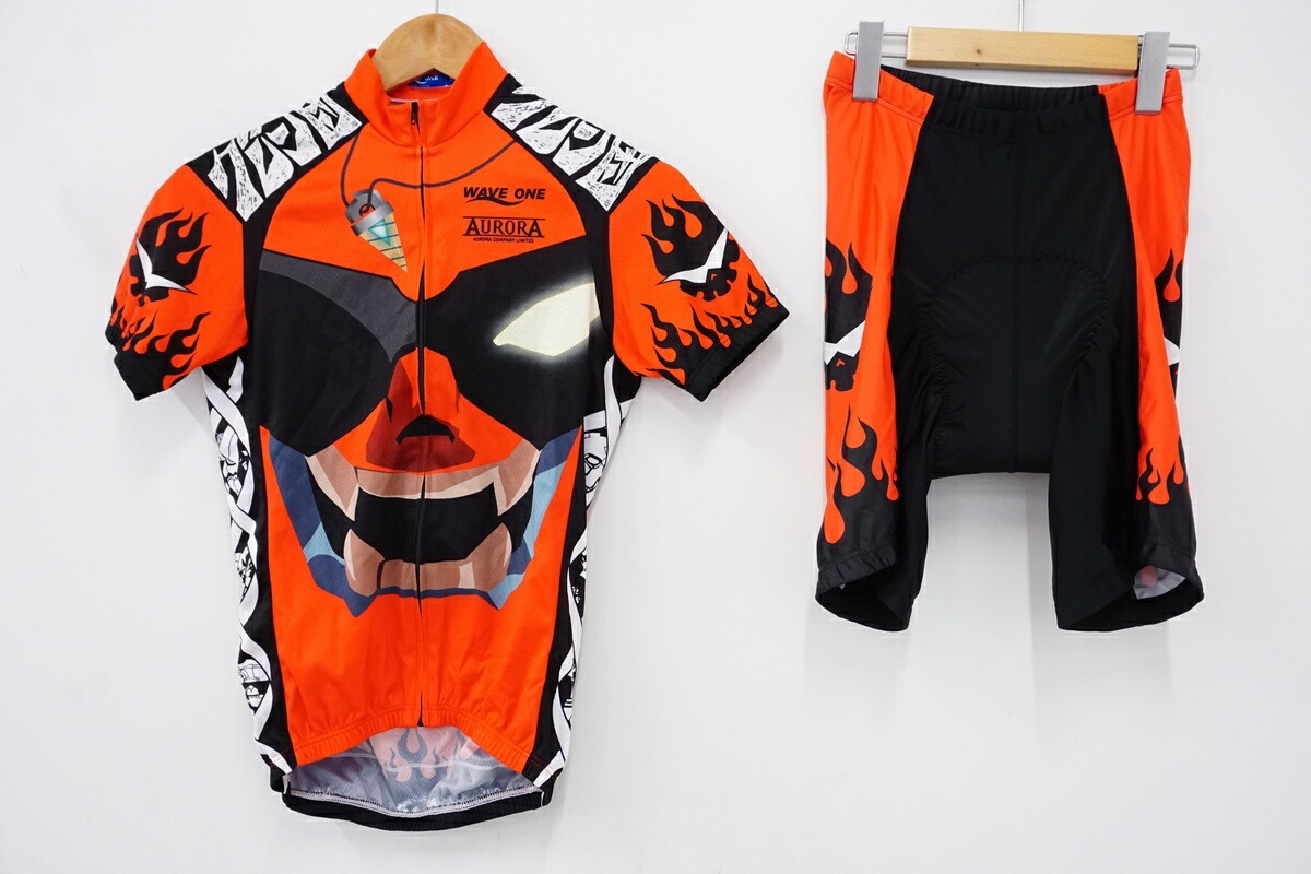 【中古】 WAVE ONE 「ウェイブワン」 天元突破グレンラガン サイクルジャージ Sサイズ(上)Mサイズ(下) セット / バイチャリ浜松店画像