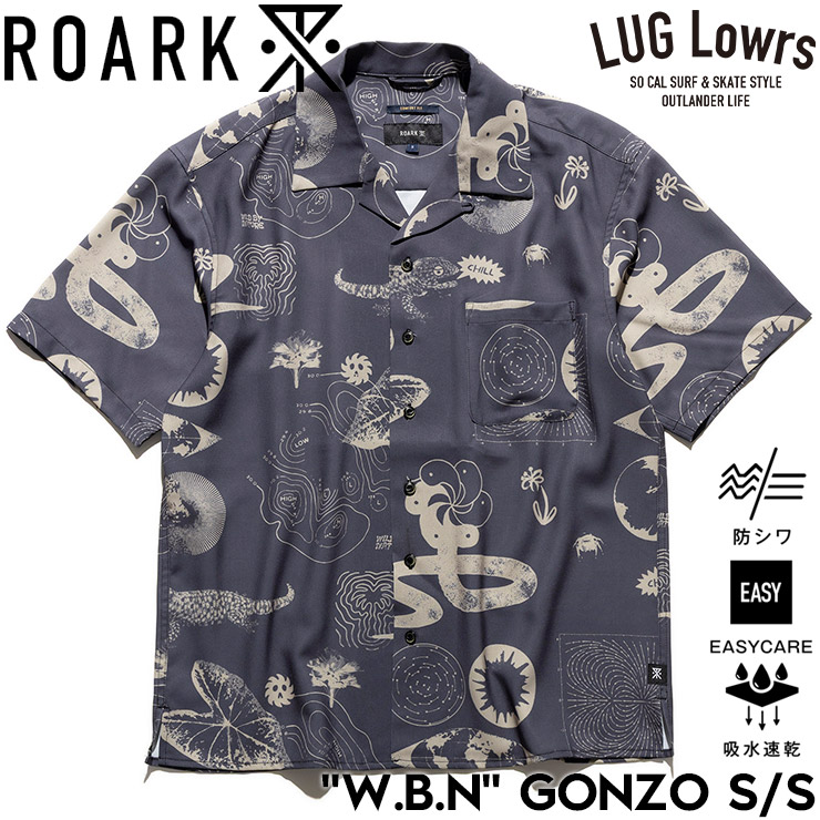 ROARK ロアーク 半袖シャツ メンズ シャツ 総柄シャツ ポリエステルシャツ 吸水速乾 W.B.N GONZO S/S RWJ1204-CHA 26SP 日本代理店正規品