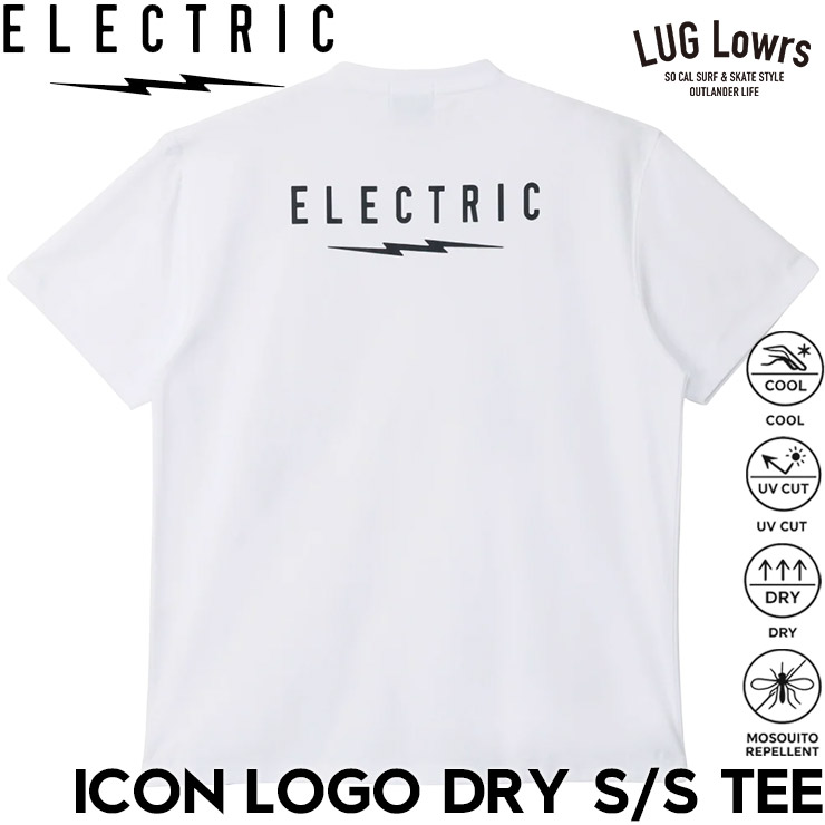 ELECTRIC エレクトリック Tシャツ メンズ 半袖Tシャツ ドライTシャツ UVカット 吸水速乾 接触冷感 防蚊 ポリエステル ICON LOGO DRY S/S TEE E26ST31 WHT 日本代理店正規品
