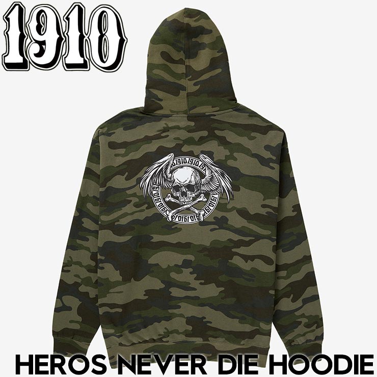 1910 ナインティーンテン HEROS NEVER DIE PULLOVER HOODIE プルオーバーパーカー フーディ CAMO 日本代理店正規品